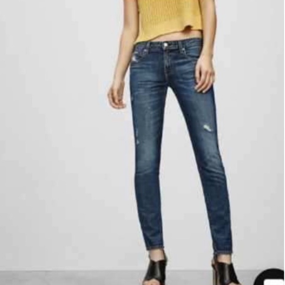 The Casting Slim Boyfriend Jeans Distressed Sz 27